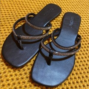 SCHUTZ Black Sandals with Gold Accents